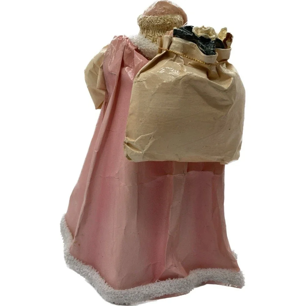 Vintage Paper Mache Santa Pink Tree Topper